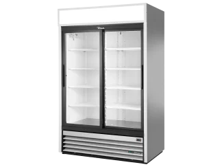 Réfrigérateur vertical pour libre service, 2 portes coulissantes vitrées