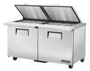 Table de préparation, bacs GN 24x 1/6, 2 portes battantes pleines, Couvercles amovibles TSSU-60-24M-B-ST-HC FLID