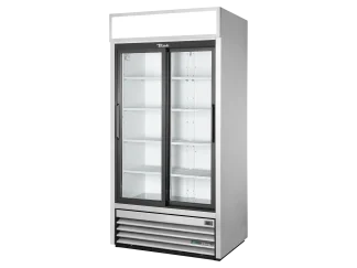 Réfrigérateur vertical pour libre service, 2 portes coulissantes vitrées