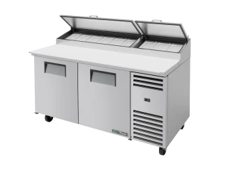Table de préparation de pizza, 9 bacs GN 1/3, 2 portes battantes pleines