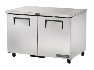 Réfrigérateur comptoir bas pour cuisine, 2 portes battantes pleines