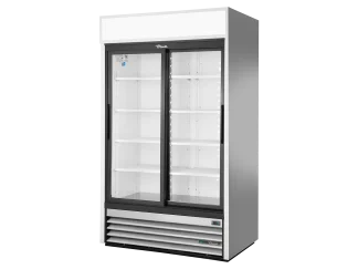 Réfrigérateur vertical pour libre service, 2 portes coulissantes vitrées